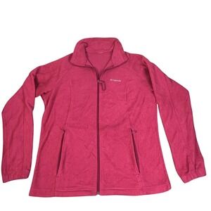 Columbia Fleece Jacket Womens Large Pink Full Zip Layering Outdoor Hiking